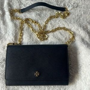 Tory Burch Navy Blue/Gold Chain Crossbody